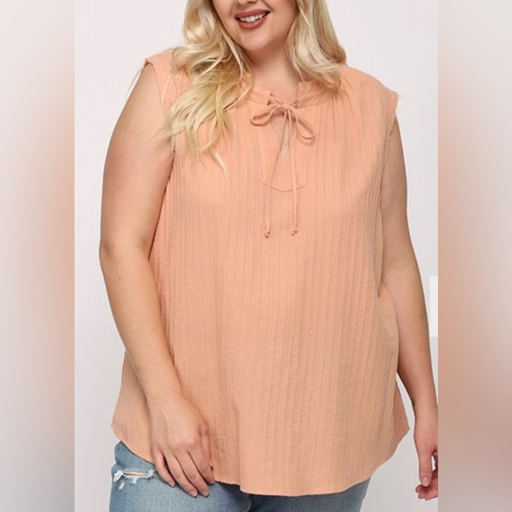 Peach Sleeveless Top plus sizes New